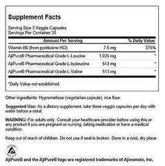 Swanson ULT Veg BCAA Ajipure label highlights 2:1:1 ratio for athletic support.