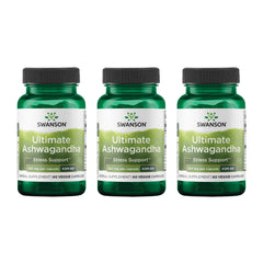 Swanson Ultimate Ashwagandha KSM-66 bottle with 60 capsules for daily stress support.