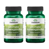 Swanson Ultimate Ashwagandha KSM-66 bottle on shelf, supporting daily calm and balance.