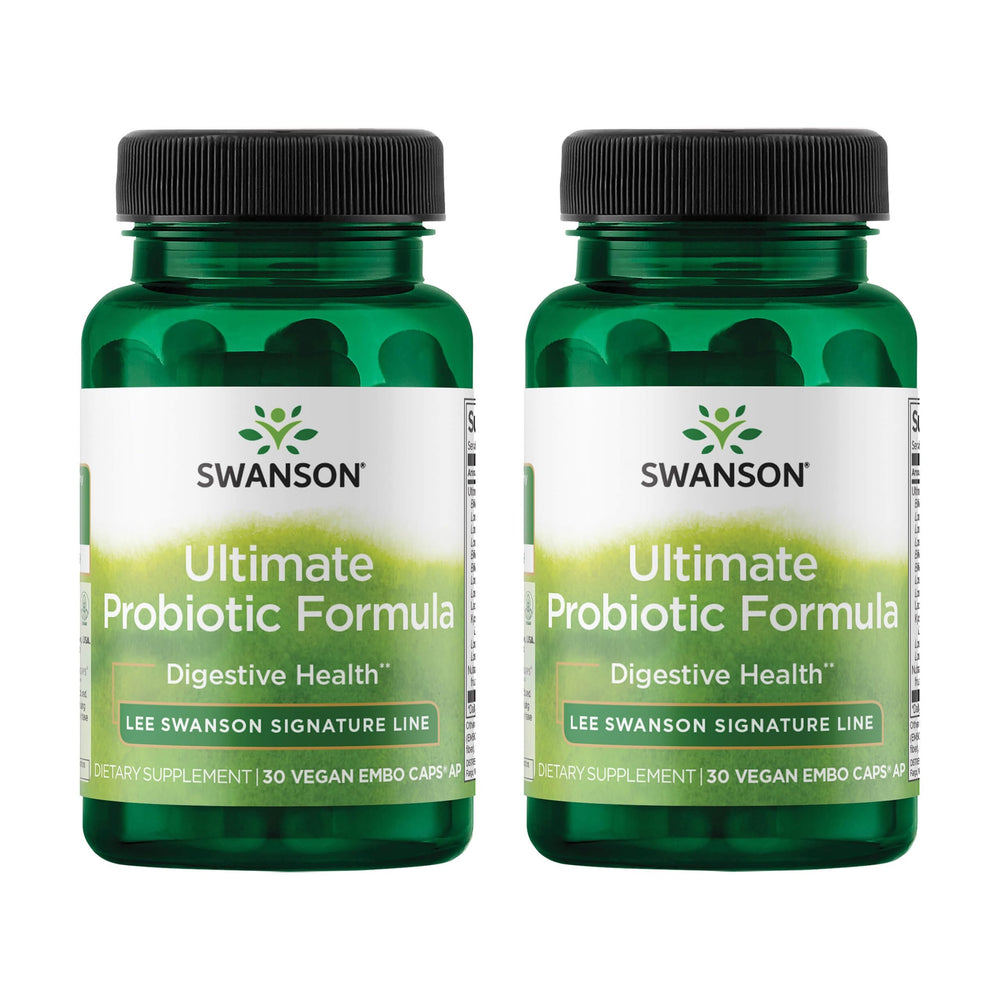 Swanson Ultimate Probiotic bottle highlights digestive health support.