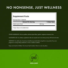 Swanson Ultra Alpha Lipoic Acid 300 mg label with dose and ingredients.