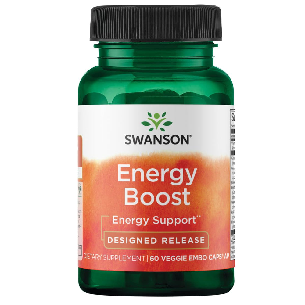 Swanson Ultra Energy Boost bottle pour with designed-release capsules for daytime energy