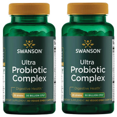 Swanson Ultra Probiotic Complex bottle front with 30B CFU and 25 strains.
