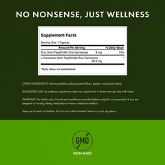 Swanson Ultra Zinc Carnosine capsules close-up highlighting PepZinGI formula.