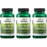 Swanson Uric Acid Cleanse bottle front showing 3-pack and kidney support branding