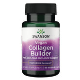 Swanson Vegan Collagen Builder Dermaval bottle close-up supports hair, skin, and nails.