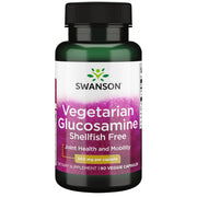 Swanson Vegetarian Glucosamine bottle showing shellfish-free formula for vegetarians