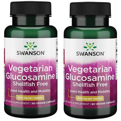 Swanson Vegetarian Glucosamine shellfish-free capsules provide plant-based joint support and cartilage comfort.