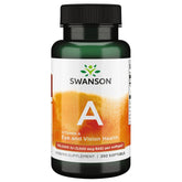 Swanson Vitamin A 10,000 IU softgels bottle highlighting high-absorption formula for eye and immune support.