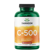 Swanson Vitamin C 500 bottle shows immune support potential with rose hips.