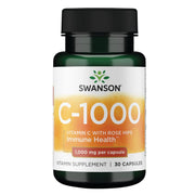 Swanson Vitamin C with Rose HIPS bottle showing label for immune support.
