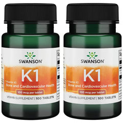 Swanson Vitamin K-1 100 mcg bottle, 2-pack, supports normal blood clotting and bone health