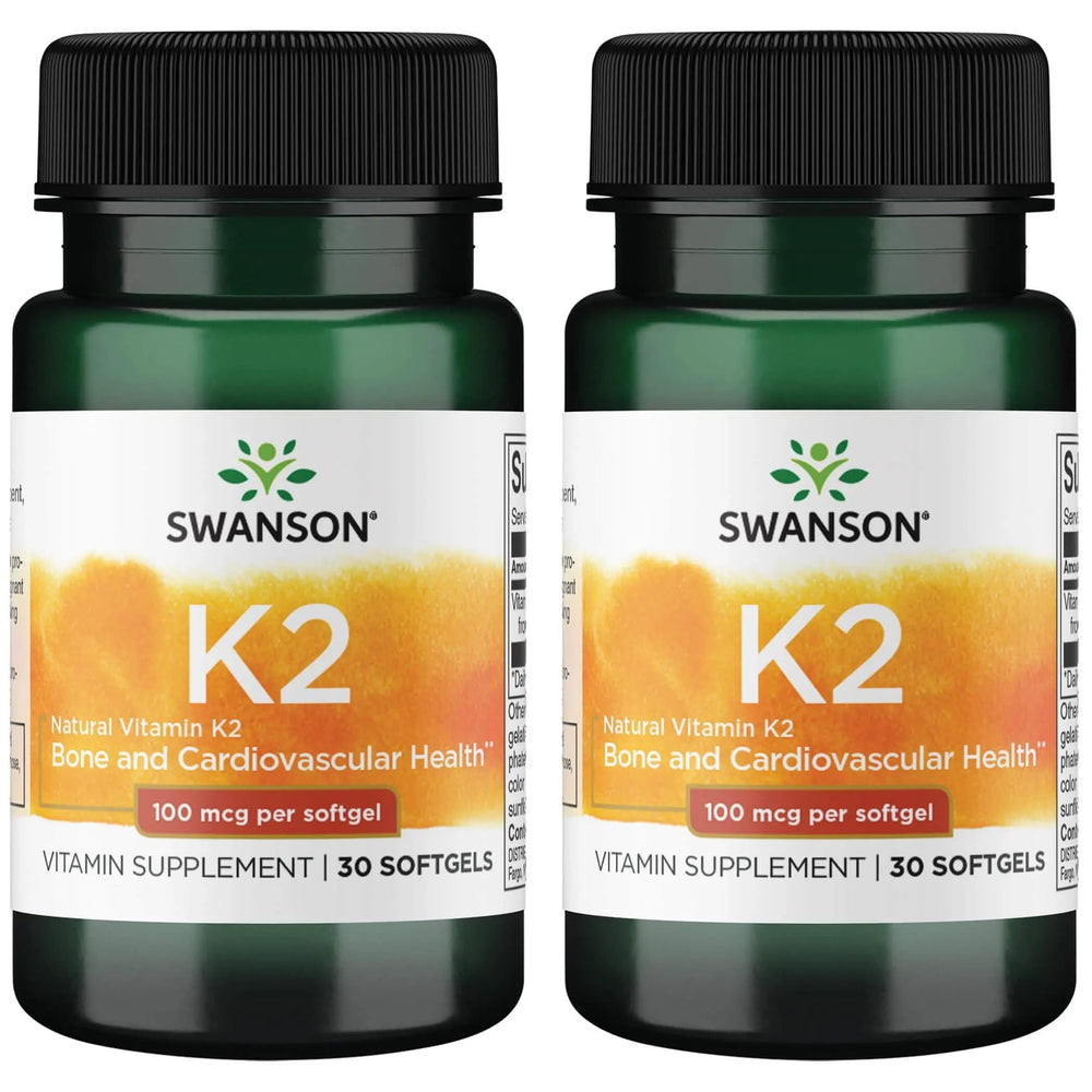 Swanson Vitamin K2 Menaquinone-7 bottle front supports calcium regulation in daily wellness