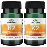 Swanson Vitamin K2 Menaquinone-7 bottle front supports calcium regulation in daily wellness