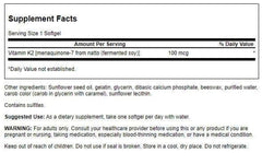 Swanson Vitamin K2 MK-7 label emphasizing natto-derived, high-potency formula