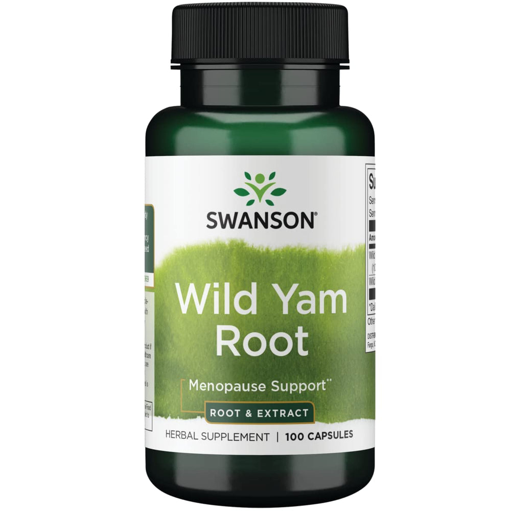 Swanson Wild Yam Root bottle front showing PMS support.