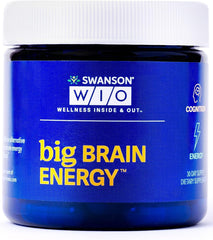 Swanson WIO Big Brain Energy bottle front view showing stimulant-free focus support.