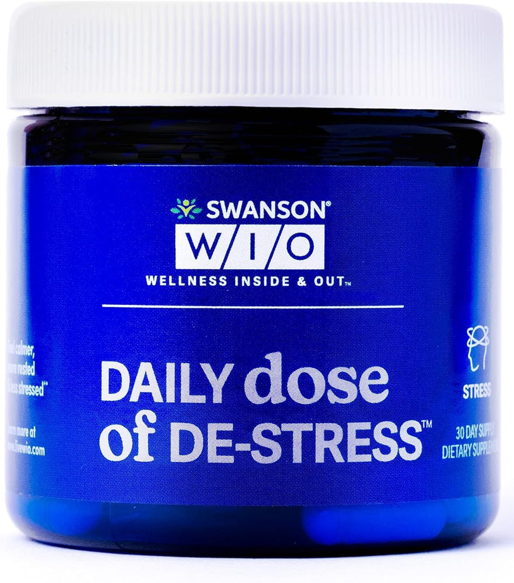 Swanson WIO stress-support bottle front suggesting calm for daily routines
