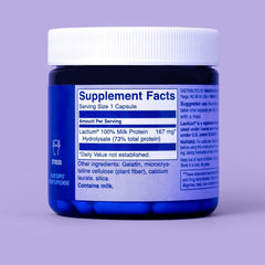 Swanson WIO stress-support bottle label highlighting Lactium peptide for relaxation