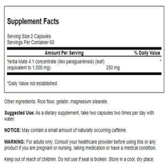 Close-up of Swanson Yerba Mate label showing 4to1 concentrate