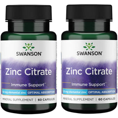 Swanson Zinc Citrate bottle label highlights 50 mg capsules for daily support