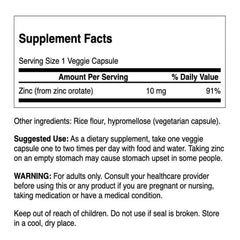 Swanson Zinc Orotate capsules close-up highlighting high-bioavailability formula