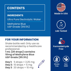 Sweat & Soul methylene blue label USP grade signals strict quality and safety standards.