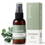 SweatyB eucalyptus shower spray bottle releasing pure aroma for spa-like calm
