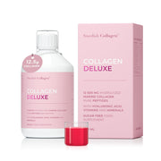Swedish Collagen Deluxe bottle front showing premium marine collagen for daily use