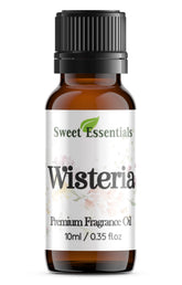 Sweet Essentials Wisteria bottle closeup displaying premium fragrance for home use