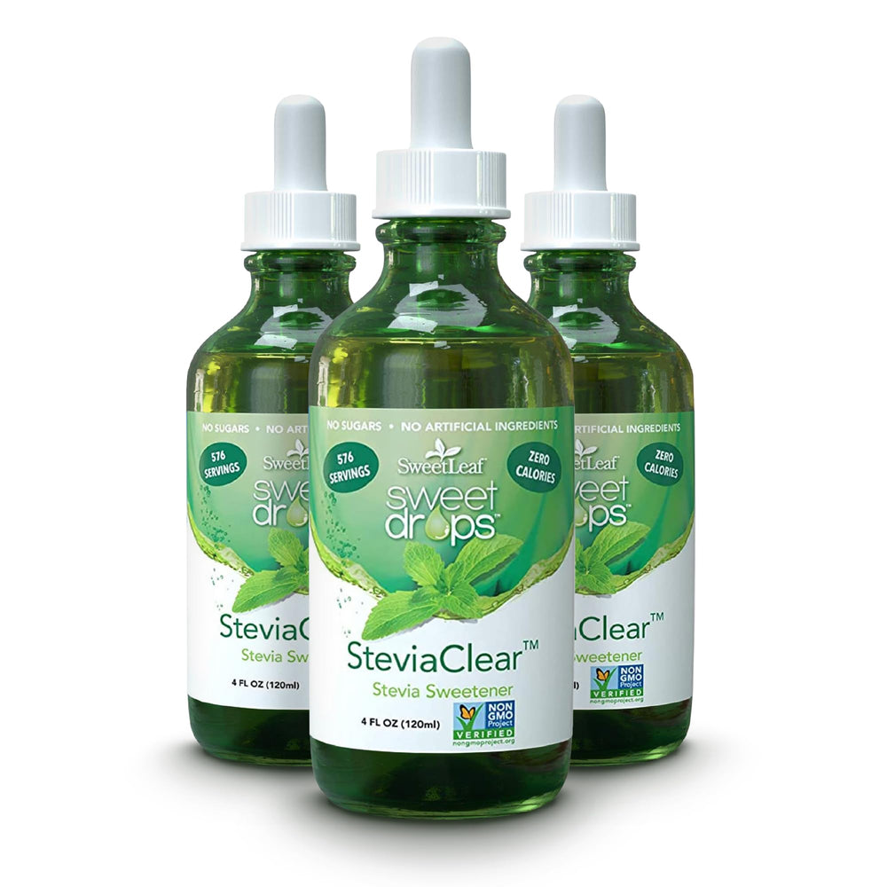 SweetLeaf SteviaClear bottle front showing zero-calorie sweetener option