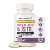 Swiss Activa+ Myo-Inositol bottle shows hormonal balance support for daily wellness.