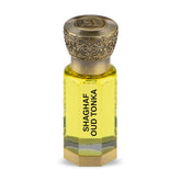 Swiss Arabian Shaghaf Oud Tonka bottle with almond top note for a warm opening.
