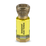Swiss Arabian Shaghaf Oud Tonka bottle with almond top note for a warm opening.