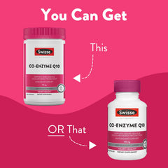 Swisse CoQ10 softgels closeup shows smooth capsules for daily intake.