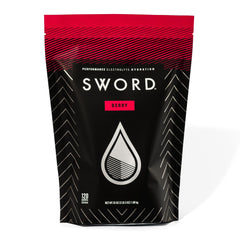 SWORD PERFORMANCE electrolyte berry powder bag shows natural ingredients for hydration during training
