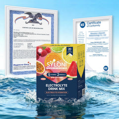 Syloni electrolytes 20-stick pack open showing convenient single serving sachets