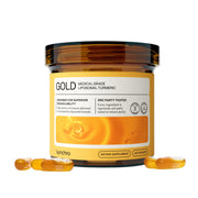 Synchro Gold liposomal turmeric bottle front view showing premium formulation aimed at enhanced absorption.