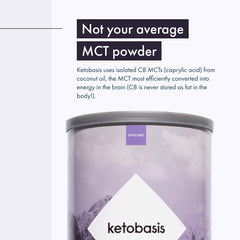 Synchro Ketobasis powder scoop blends quickly into beverages