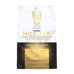 Syntrax Micellar Crème vanilla bottle showing creamy shake and zero fat benefit
