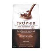 Syntrax Trophix Chocolate Supreme bottle highlights protein blend for sustained nourishment