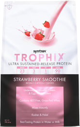 Syntrax Trophix tub front view, highlighting steady amino acid release.