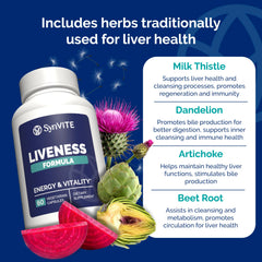 SYNVITE Liver Wellness capsules containing beet root for natural ingredients