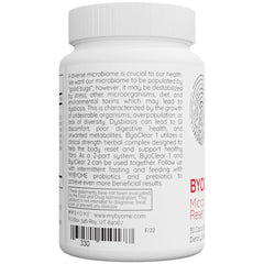 Systemic Formulas MyByome ByoClear 1 label close-up emphasizing microbiome reset concept.