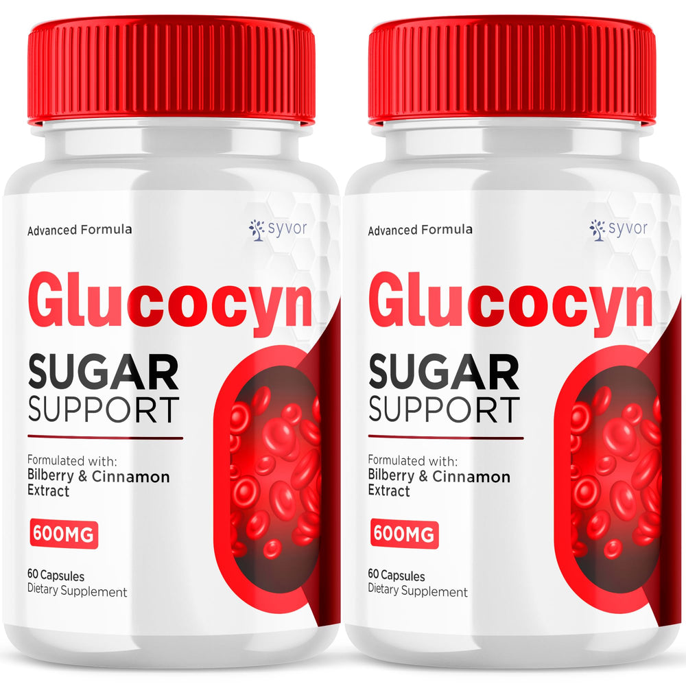 Syvor Glucocyn capsules bottle side view on white background for daily wellness.