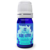 Sz Essentials Blue Lotus oil bottle close-up showcases premium mood-enhancing fragrance.