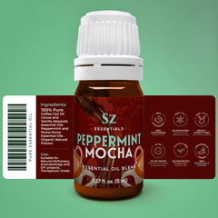 Sz Essentials Peppermint Mocha diffuser blend fills rooms with energizing warmth.