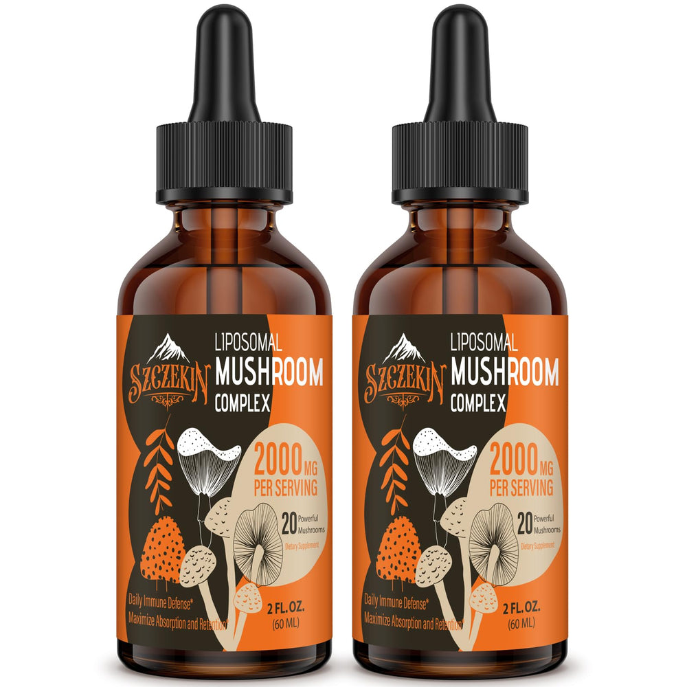 Szczekin Liposomal Mushroom Drops bottle front highlighting the immune support formula