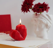 T-shin Love Heart Candle front view in red for romantic decor.