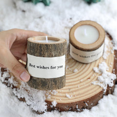 T-shin log candle on desk with floral fragrance for calm focus.